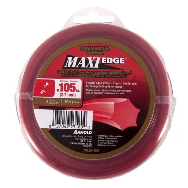 Maxi Edge Trimmer Line, 0105 in Dia, 30 ft L, Polymer, Red, Arnold, Mfr#: WLM-105
